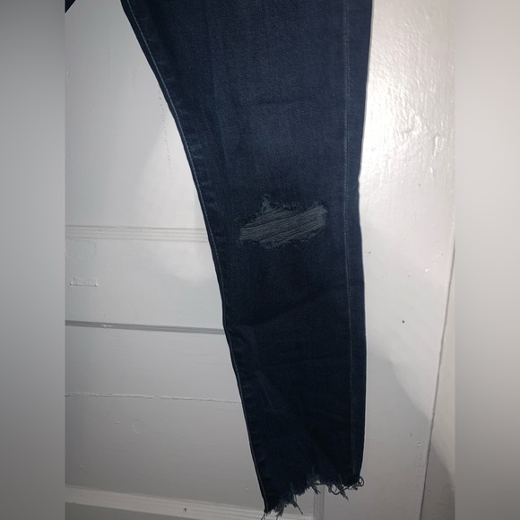 Express high waisted dark wash ripped raw hem super soft skinny jeans size 6S - Picture 6 of 11